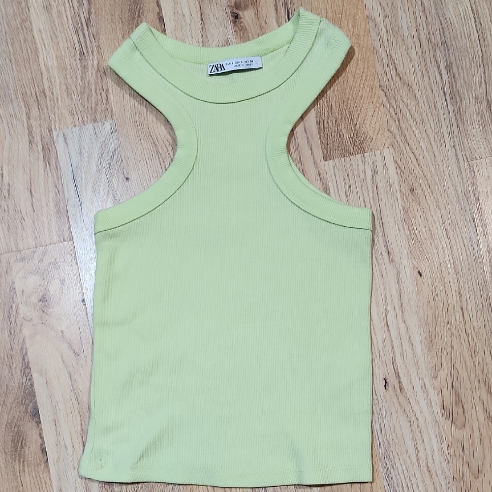 Zara Green Cut Out Fitted Tank Top